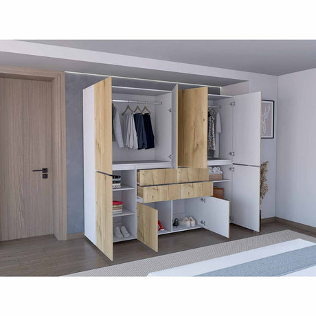 Closet Siruela Duna 220 cm con Cuatro Cajones, Ocho Puertas y Colgadero de Ropa - Closets | Bylmo