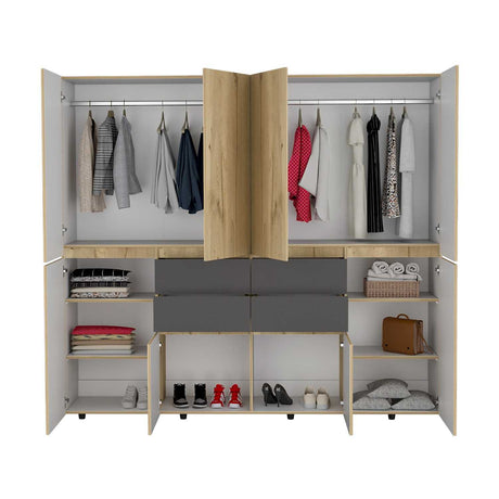 Closet Siruela Duna y Plomo 220x200cm con 4 Cajones con 4 Entrepaños - Closets | Bylmo