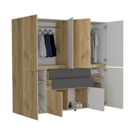 Closet Siruela Duna y Plomo 220x200cm con 4 Cajones con 4 Entrepaños - Closets | Bylmo