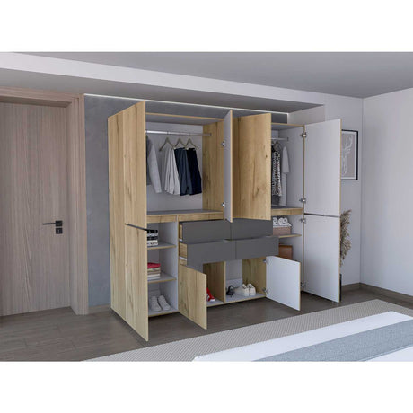 Closet Siruela Duna y Plomo 220x200cm con 4 Cajones con 4 Entrepaños - Closets | Bylmo