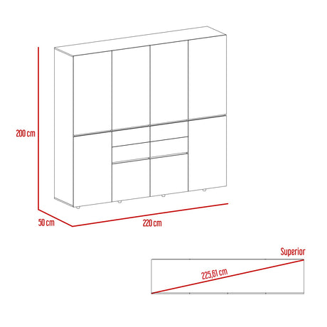 Closet Siruela Duna y Plomo 220x200cm con 4 Cajones con 4 Entrepaños - Closets | Bylmo