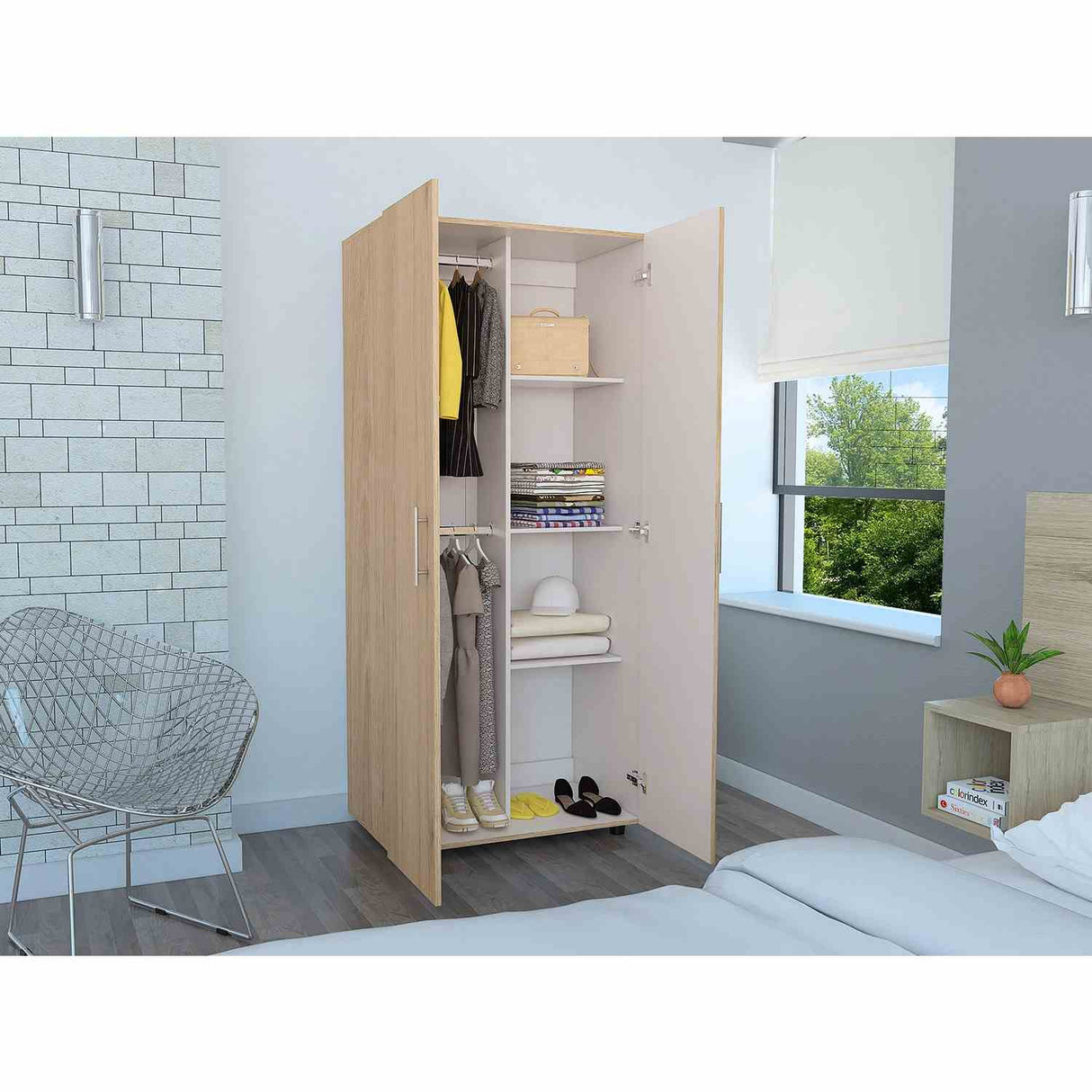 Closet Tera Rovere 80x180cm sin Cajones con 3 Entrepaños - Closets | Bylmo