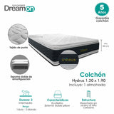 Combo Colchón Hydrus Blanco Semidoble 120 X 190 Cm Medio e Hipoalergénico