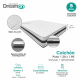 Combo Colchón Pictor Blanco Semidoble 120 X 190 Cm Medio Firme e Hipoalergénico