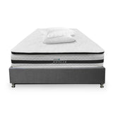 Combo Base Cama y Colchón DreamOn Antlia Gris Doble 140 cm Rectangular con Dos Almohadas