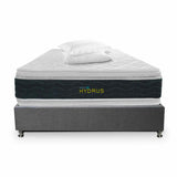 Combo Base Cama y Colchón DreamOn Hydrus Gris Queen 160 cm Rectangular con Dos Almohadas