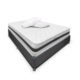 Combo Base Cama y Colchón DreamOn Pictor Gris Doble 140 cm Rectangular con Dos Almohadas