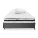 Combo Base Cama y Colchón DreamOn Pictor Gris Doble 140 cm Rectangular con Dos Almohadas