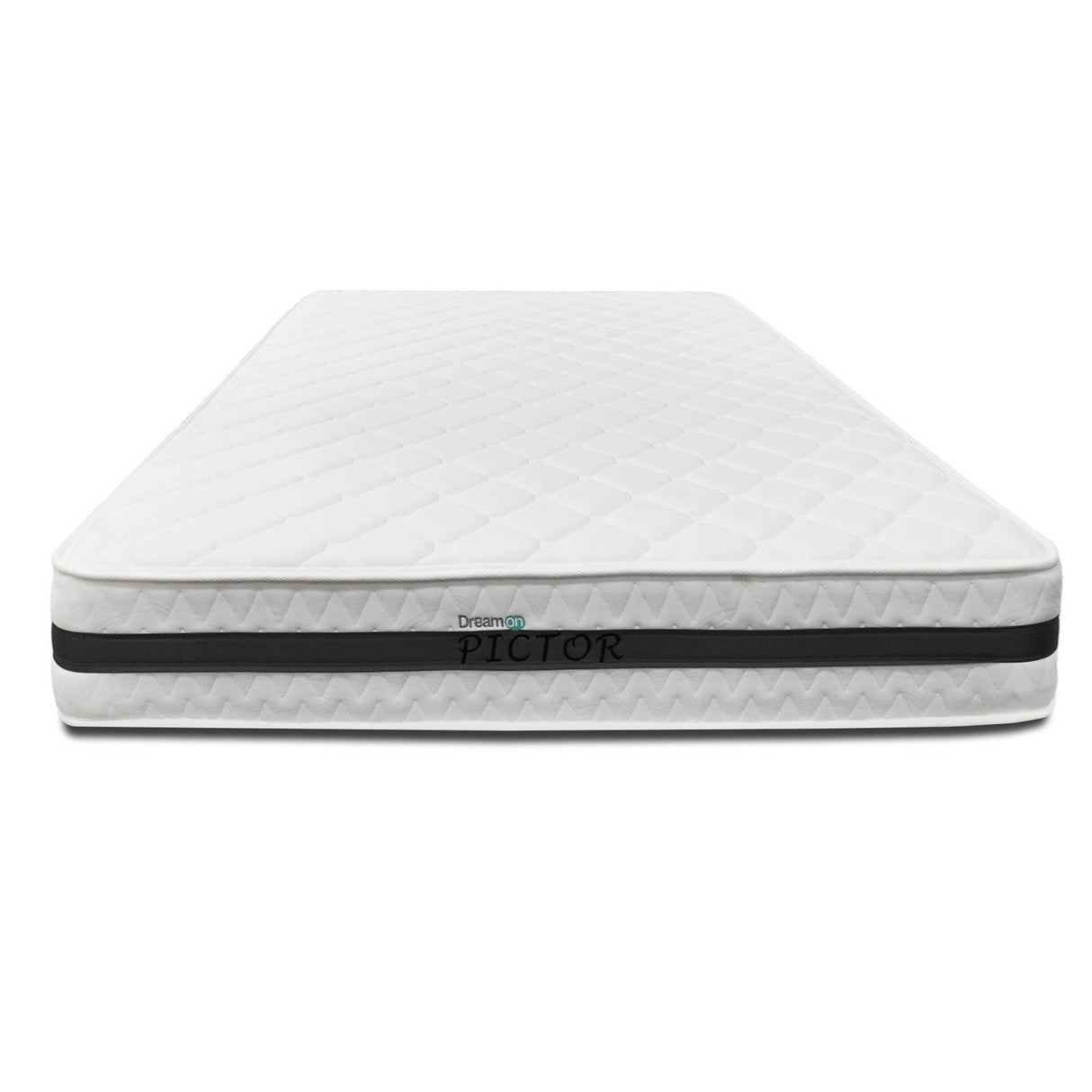 Combo Base Cama y Colchón DreamOn Pictor Gris Doble 140 cm Rectangular con Dos Almohadas