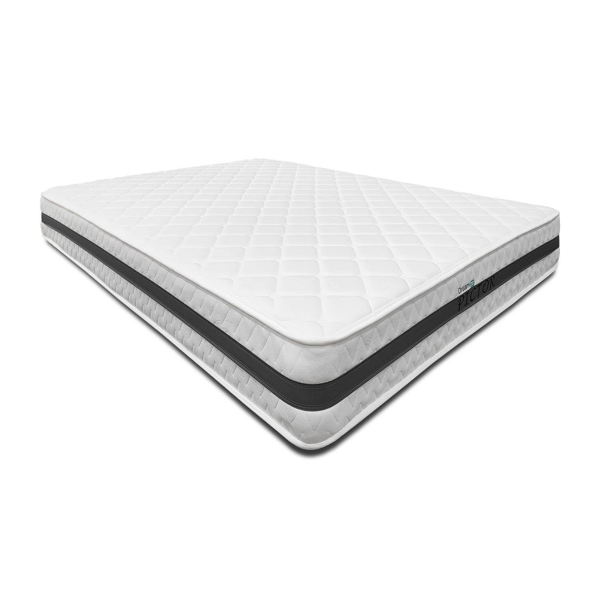 Combo Base Cama y Colchón DreamOn Pictor Gris Sencilla 100 cm Rectangular con Una Almohada