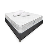 Combo Base Cama y Colchón DreamOn Vela Gris Doble 140 cm Rectangular con Dos Almohadas
