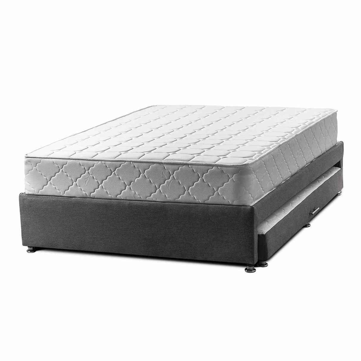 Combo Cama Tarima y Colchón Dreamer Gris Sencilla 100 cm Rectangular con Una Almohada
