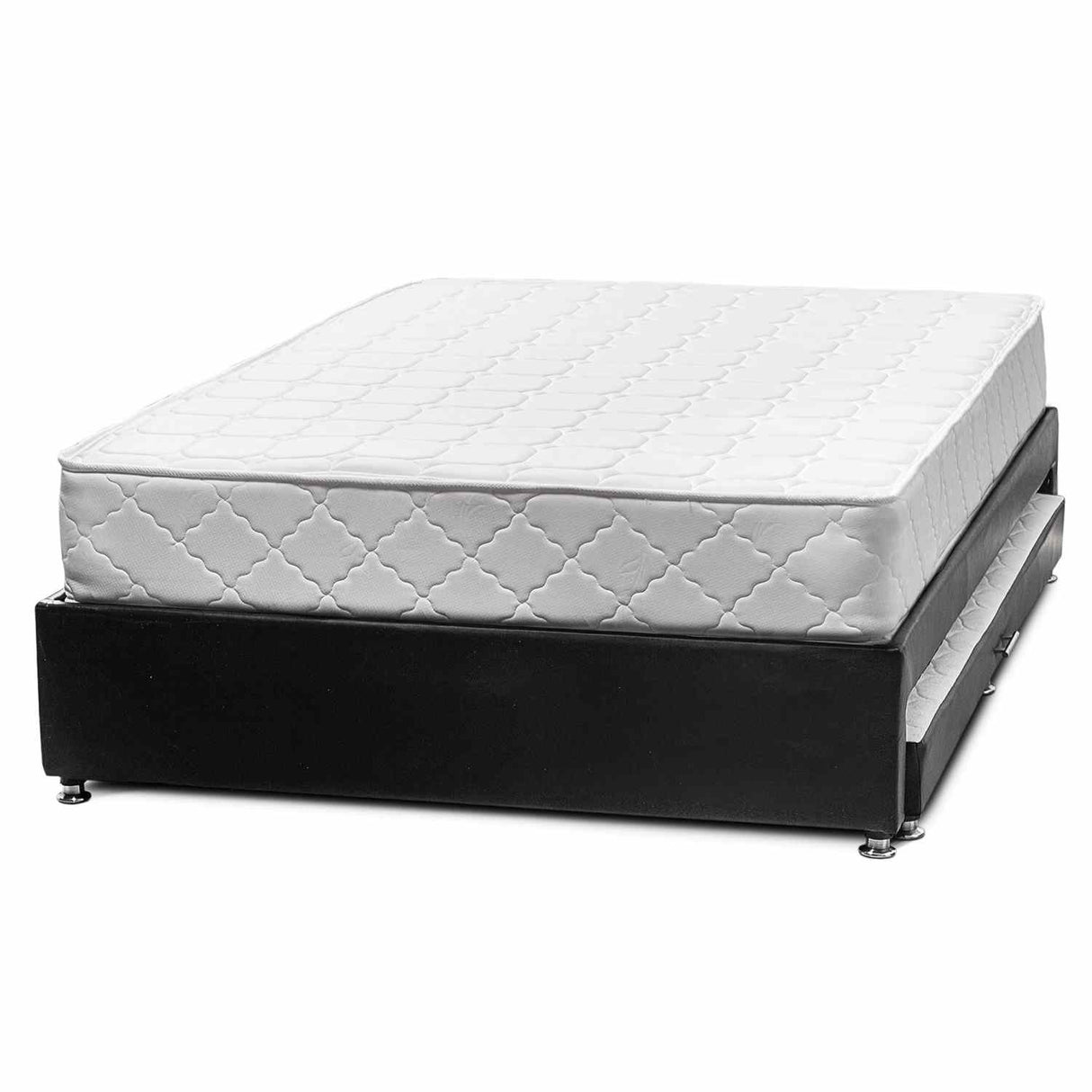 Combo Cama Tarima y Colchón Dreamer Negro Doble 140 cm Rectangular con Dos Almohadas