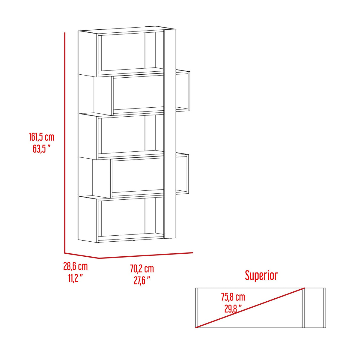 Combo Escritorio y Biblioteca Cambridge Ceniza 152x162cm sin Cajones y con Organizador de Libros - Combos Oficina | Bylmo