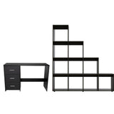 Combo Escritorio Toronto Wengue y Biblioteca Escalera Beijing Wengue