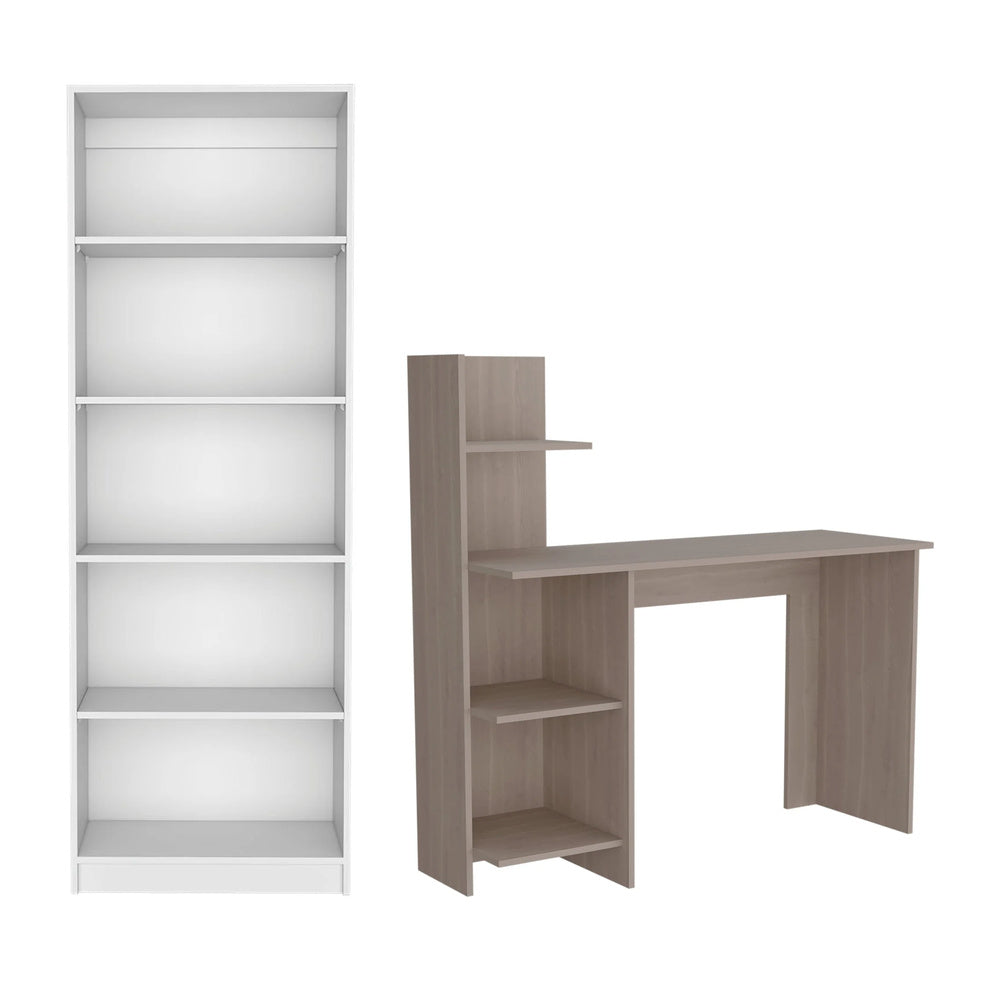 Combo Escritorio Vilna Bardolino y Estantería Home Blanco 63cm