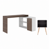 Combo Escritorio en L Axis Avellana y Mesa de Noche Didi Wengue USB