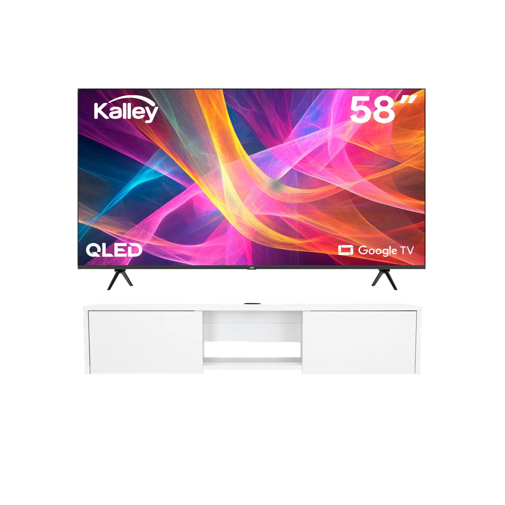 Combo Repisa para TV Glen y Televisor Kalley Google TV 58"
