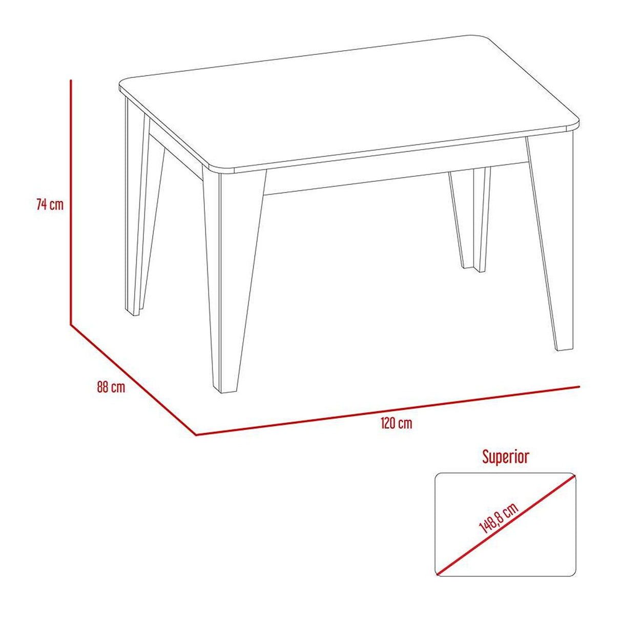 Comedor Torino Habano 120x74cm Rectangular de Cuatro Puestos y sin Sillas - Comedores | Bylmo