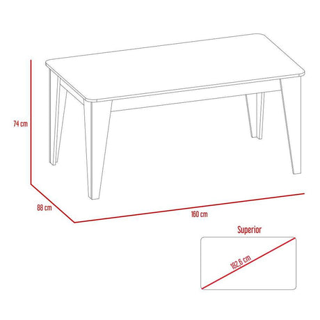 Comedor Volterra Habano 160x74cm Rectangular de Seis Puestos y sin Sillas - Comedores | Bylmo