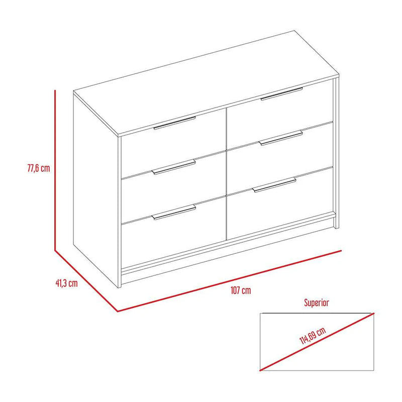 Cómoda Kaia Miel y Blanco 107 cm con Cuatro Cajones y Dos Puertas