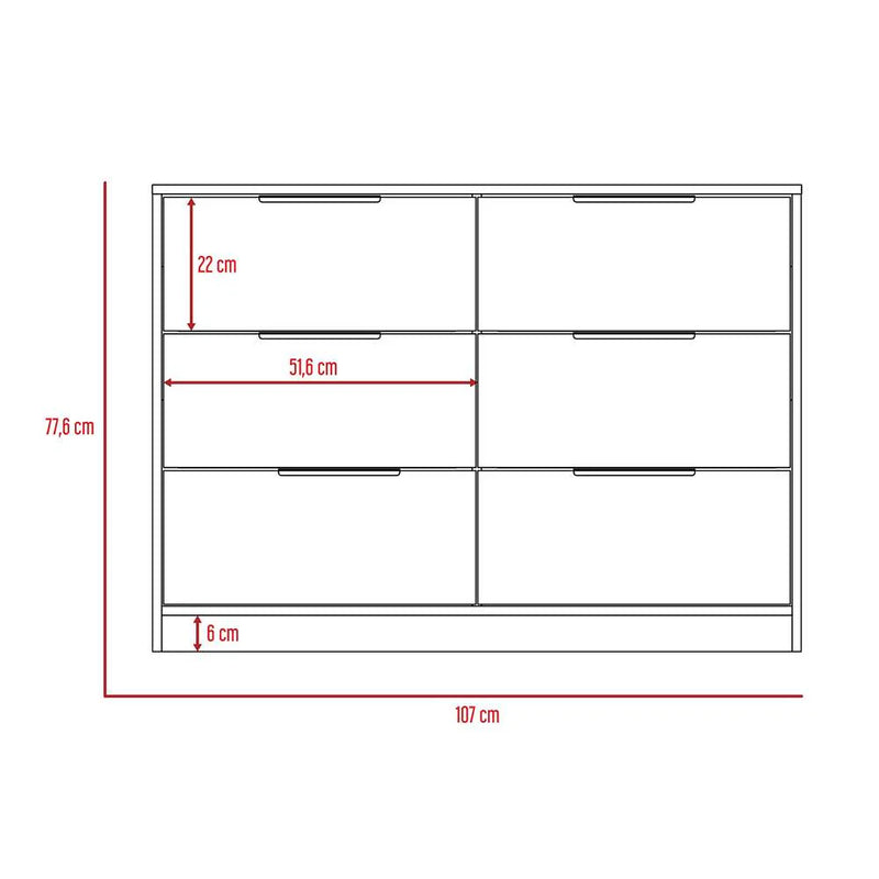 Cómoda Kaia Miel y Blanco 107 cm con Cuatro Cajones y Dos Puertas