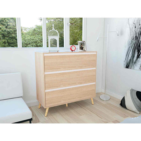 Cómoda Benetti Rovere y Blanco 101.1x100cm De Tres Hileras con Tres Cajones - Cajoneras | Bylmo