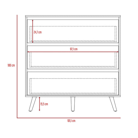 Cómoda Benetti Rovere y Blanco 101.1x100cm De Tres Hileras con Tres Cajones - Cajoneras | Bylmo