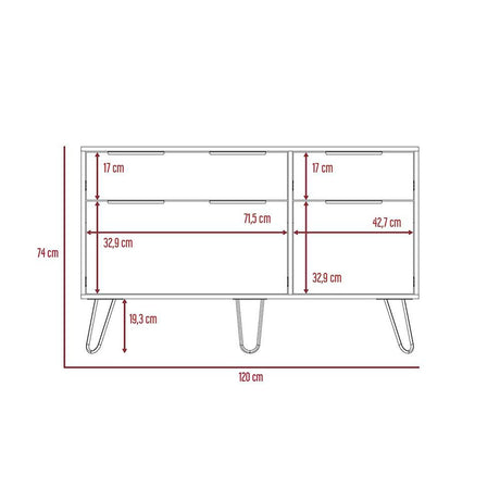 Cómoda Concept Duna 120x120cm De Dos Hileras con Dos Cajones - Cajoneras y Comodas | Bylmo