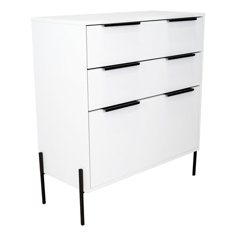 Cómoda White Collection Blanco 79.1x85.3cm De Tres Hileras con Tres Cajones - Cajoneras | Bylmo