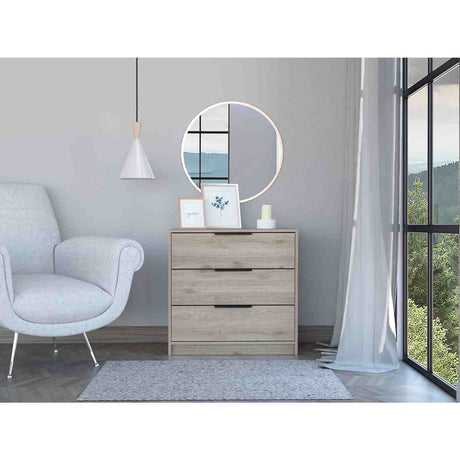 Cómoda Kaia Ceniza 70x69cm De Tres Hileras con Tres Cajones