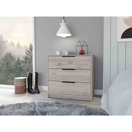 Cómoda Kaia Ceniza 70x69cm De Tres Hileras con Tres Cajones