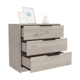 Cómoda Kaia Ceniza 70x69cm De Tres Hileras con Tres Cajones