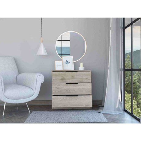 Cómoda Kaia Ceniza 70x69cm De Tres Hileras con Tres Cajones