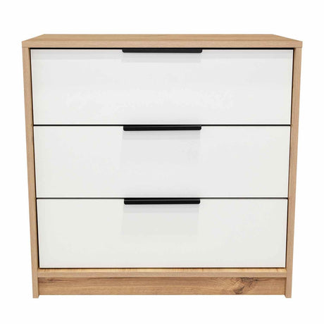 Cómoda Kaia Duna y Blanco 68.7x70cm De Tres Hileras con Tres Cajones - Cajoneras | Bylmo