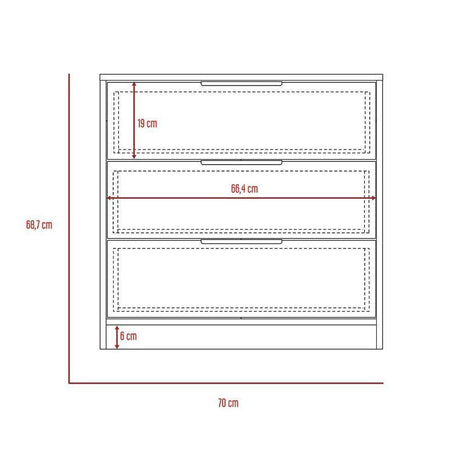 Cómoda Kaia Duna y Blanco 68.7x70cm De Tres Hileras con Tres Cajones - Cajoneras | Bylmo
