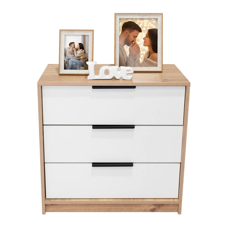 Cómoda Kaia Duna y Blanco 68.7x70cm De Tres Hileras con Tres Cajones - Cajoneras | Bylmo