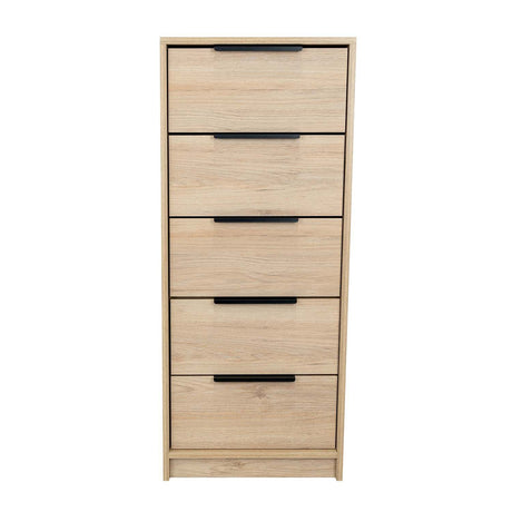 Cómoda Kaia Rovere y Blanco 45x107.8cm De Cinco Hileras con Cinco Cajones - Cajoneras | Bylmo