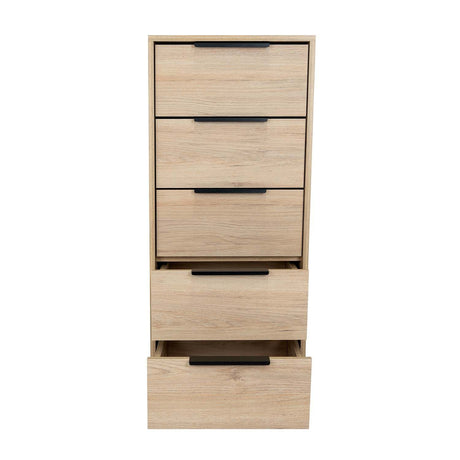 Cómoda Kaia Rovere y Blanco 45x107.8cm De Cinco Hileras con Cinco Cajones - Cajoneras | Bylmo