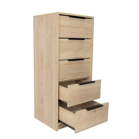 Cómoda Kaia Rovere y Blanco 45x107.8cm De Cinco Hileras con Cinco Cajones - Cajoneras | Bylmo