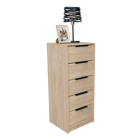 Cómoda Kaia Rovere y Blanco 45x107.8cm De Cinco Hileras con Cinco Cajones - Cajoneras | Bylmo