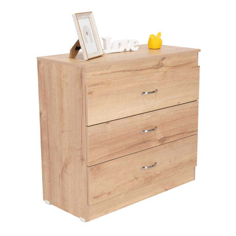 Cómoda Melia Duna y Blanco 80x75cm De Tres Hileras con Tres Cajones - Cajoneras | Bylmo