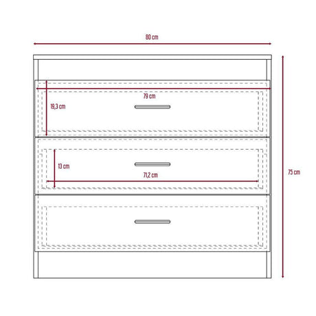 Cómoda Melia Duna y Blanco 80x75cm De Tres Hileras con Tres Cajones - Cajoneras | Bylmo