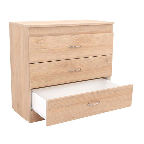 Cómoda Melia Duna y Blanco 80x75cm De Tres Hileras con Tres Cajones - Cajoneras | Bylmo