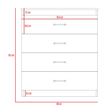 Cómoda Santino Wengue 80x91.1cm De Cuatro Hileras con Cuatro Cajones - Cajoneras | Bylmo