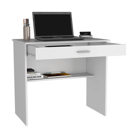 Escritorio Edificie Blanco 80 cm con Cajón y Entrepaño