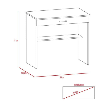 Escritorio Edificie Blanco 80 cm con Cajón y Entrepaño