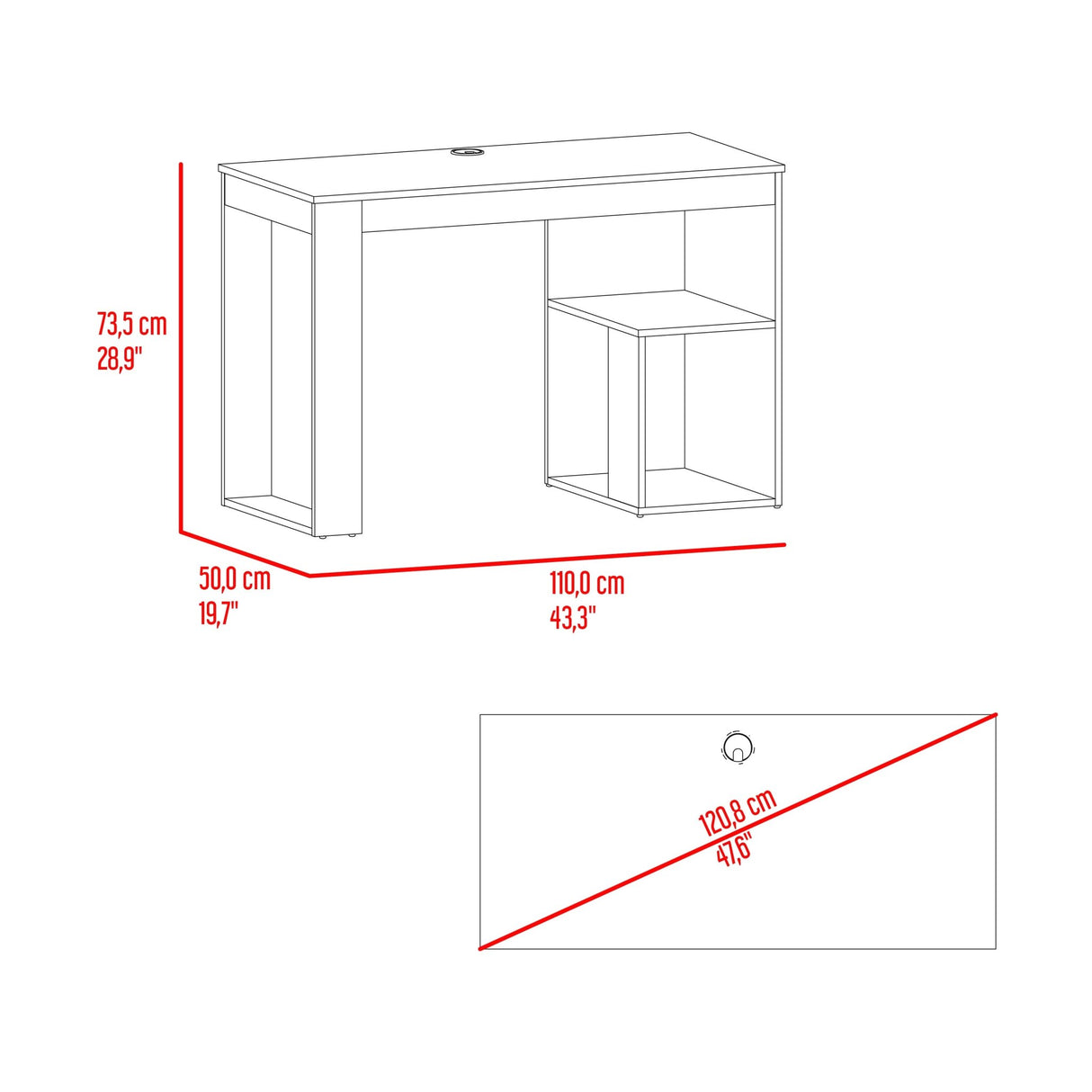 Escritorio Astana Blanco 120 cm con Entrepaños - Escritorios y Archivadores | Bylmo