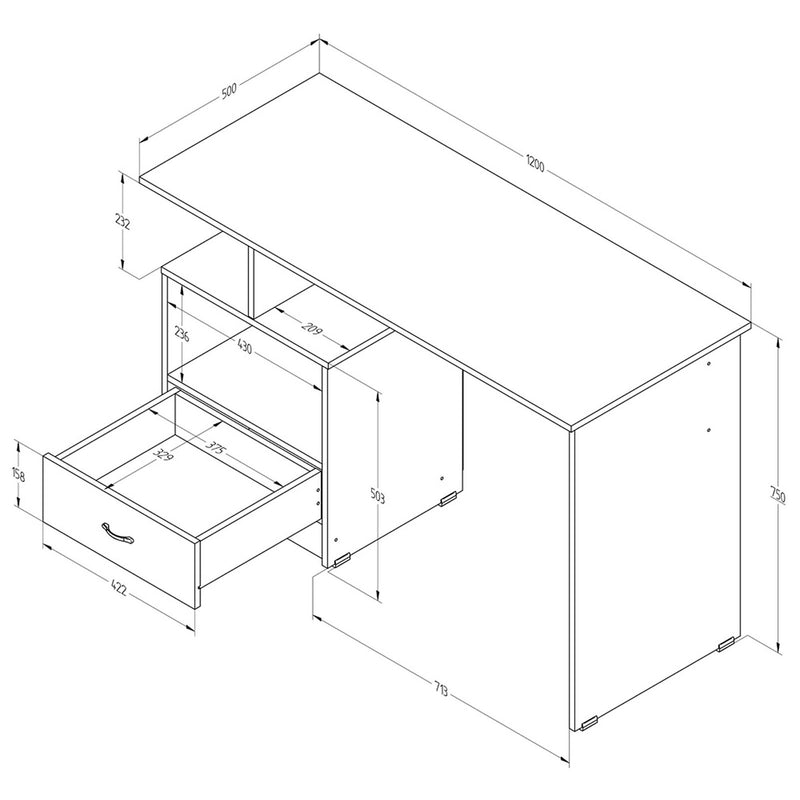 Escritorio Bernabeu Tabaco 120 cm con Un Cajón y Entrepaños