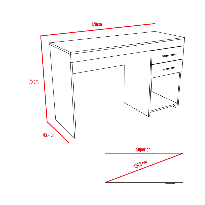 Escritorio Ibare Duna 120 cm con Dos Cajones y Entrepaños